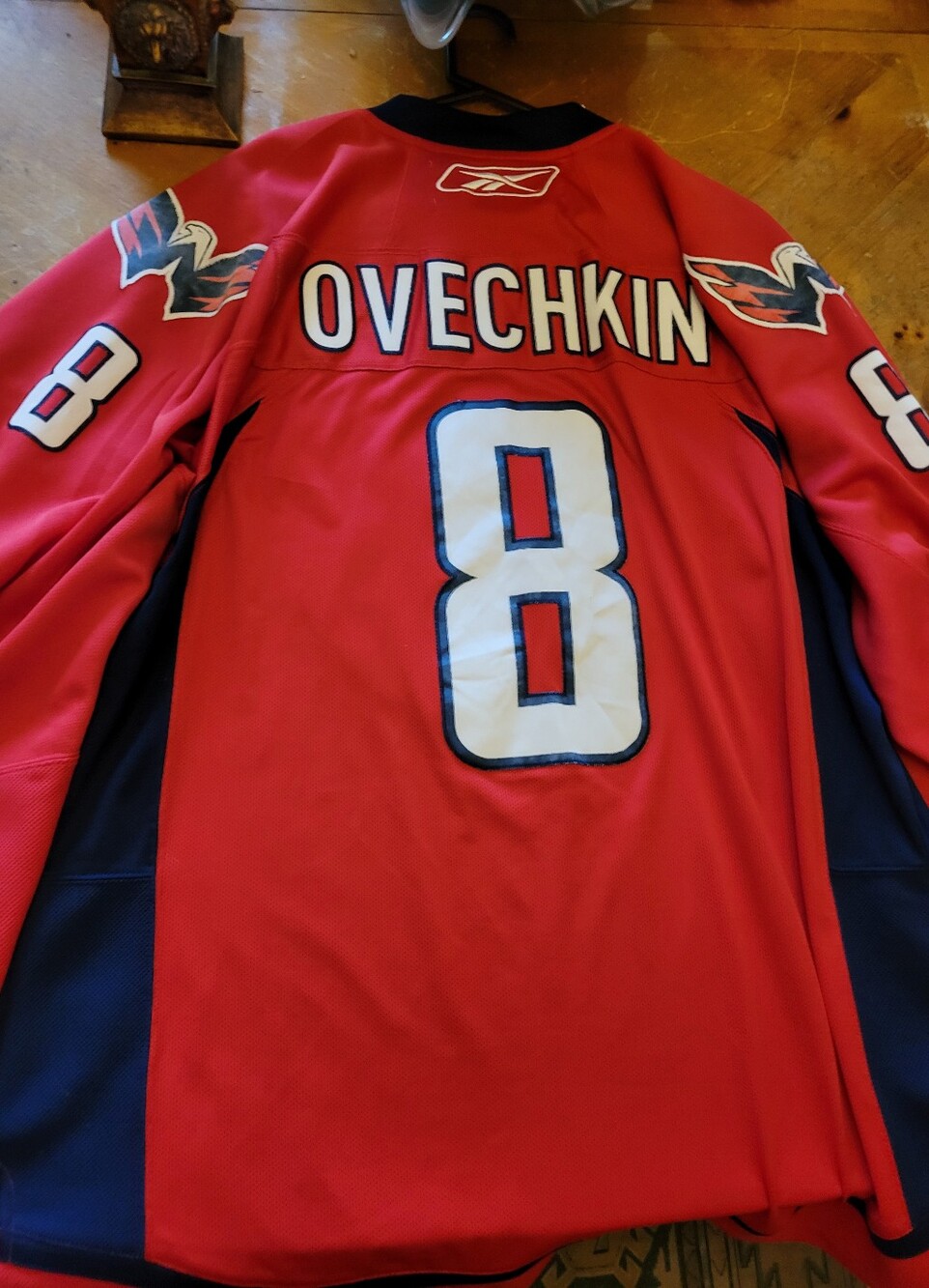 Reebok Red and Navy OVECHKIN #8 Hockey Jersey XXL,As Is, faded  Arm Eagle Emblem